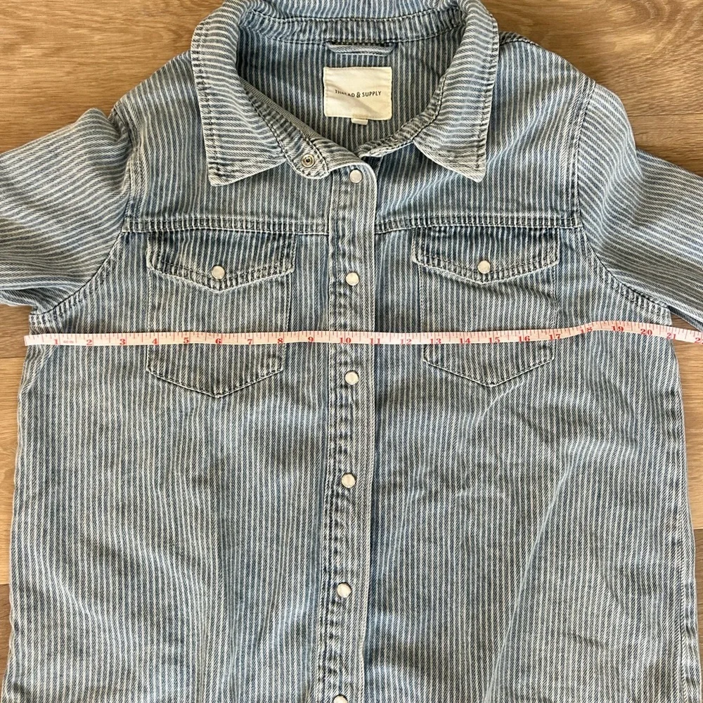 Thread & Supply Striped Denim Button-Up Shirt | Women’s M - Picture 6 of 7